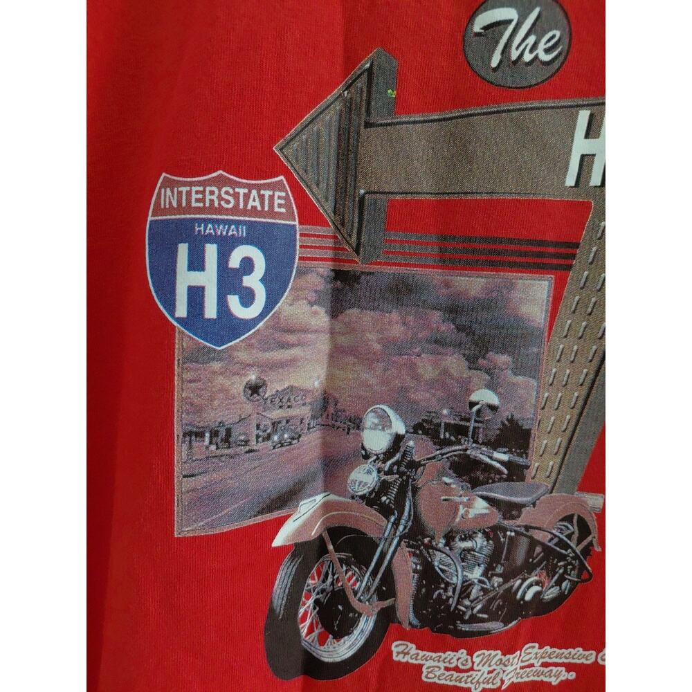 VTG Motorcycle T Shirt HAWAIIAN Intersate H3 Cruiser Bike Large USA Biker OOAK - Picture 4 of 10